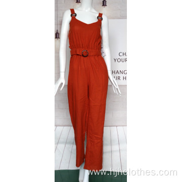 Woven Linen Jumpsuit For Ladies